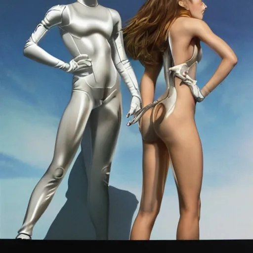 Image similar to Emma Watson in spacesuit, by Hajime Sorayama