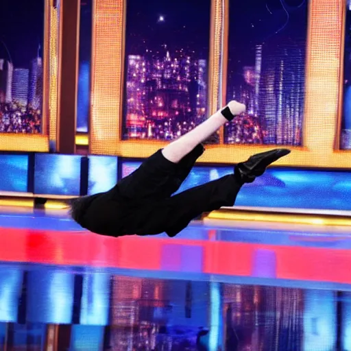 Image similar to boris johnson break dancing on americas got talent, 4 k photograph