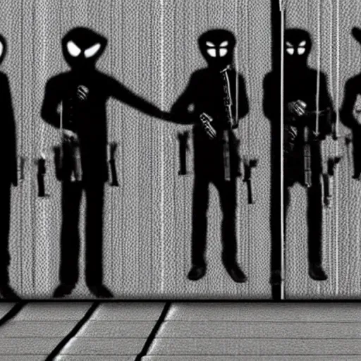 Image similar to anonymous being executed via firing squad