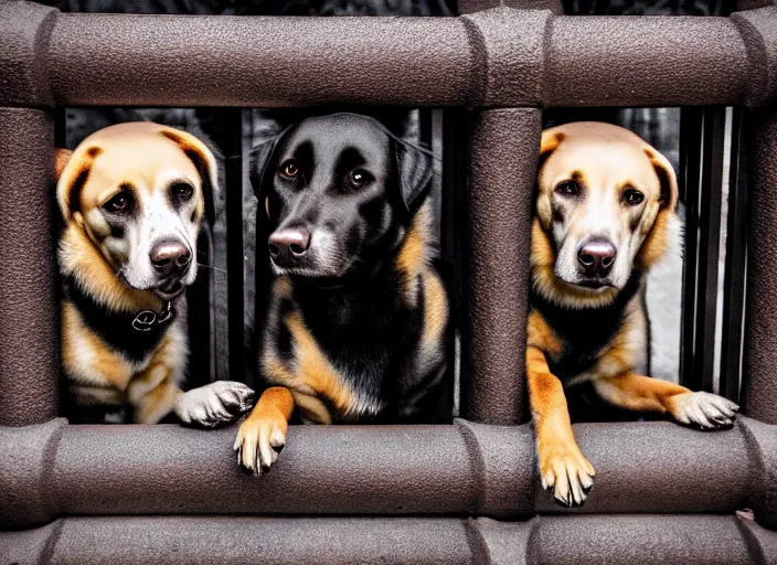 Image similar to photo of a real life photorealistic three - headed cerberus dog guarding the gates to the underworld. fantasy horror style. highly detailed 8 k. intricate. lifelike. soft light. nikon d 8 5 0 5 5 mm. dof. cinematic post - processing.