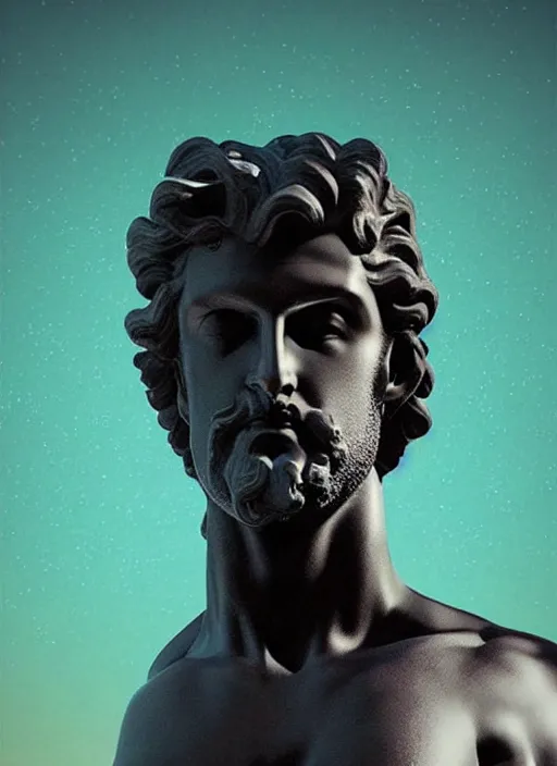 ancient greek statue, beeple, vaporwave, retrowave,, Stable Diffusion