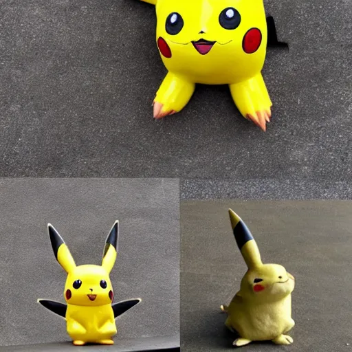 Prompt: Pikachu Sculpture made out of pottery