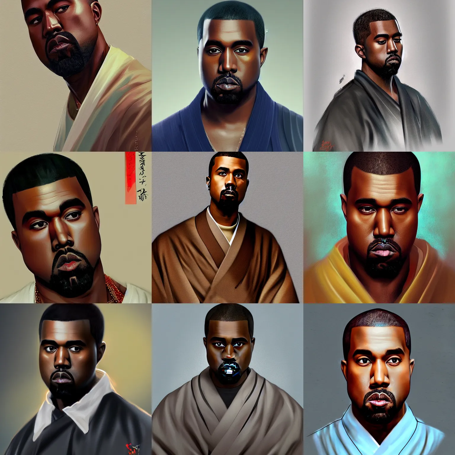 A realistic anime portrait of Kanye West wearing a | Stable Diffusion ...