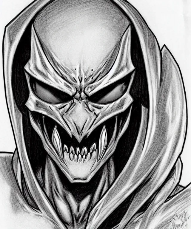 Prompt: j scott campbell!!! pencil sketch by j scott campbell close up centered symmetrical headshot of skeletor in the style ofj scott campbell