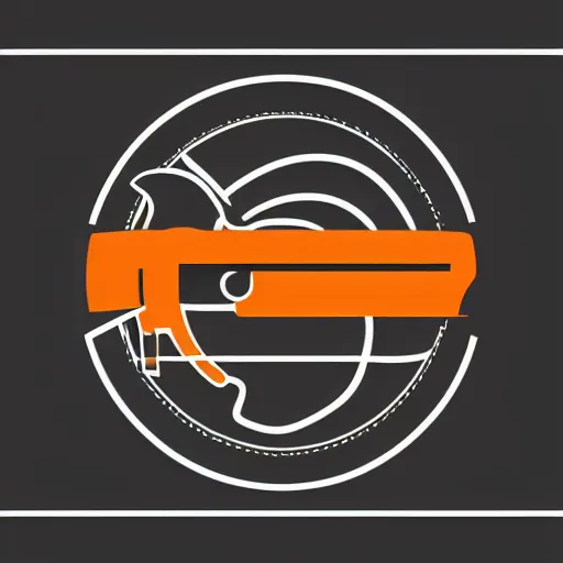 Image similar to minimalistic logo with two shotguns and chainsaw, vector graphic, 4 k, white background