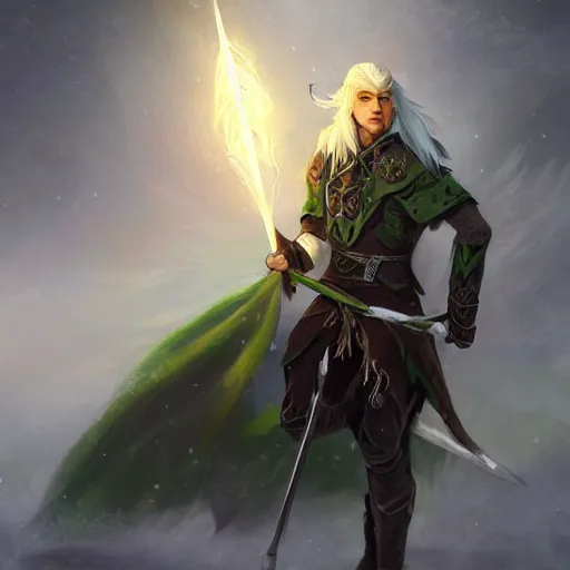 portrait of a female aasimar druid with short white | Stable Diffusion