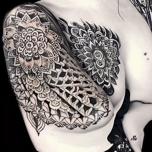 Image similar to tattoo black and white artistic henna pattern organic art nouveau highly detailed 4 k asymmetrical — ar 1 0 2 4 : 3 0