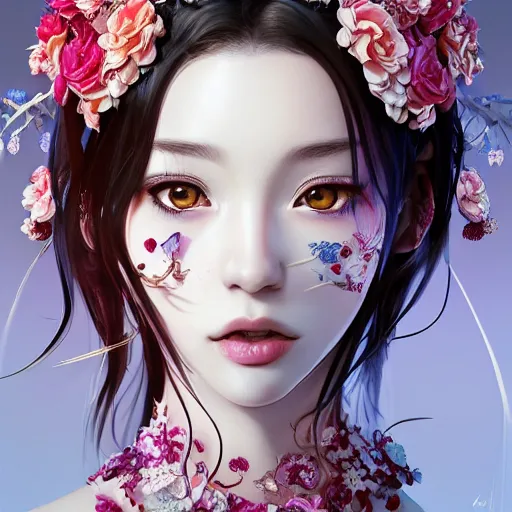 Prompt: the portrait of the absurdly beautiful, graceful, elegant, gorgeous, fashionable photorealistic anime teen made of cherries and white petals with tears, an ultrafine hyperdetailed illustration by kim jung gi, irakli nadar, intricate linework, bright colors, octopath traveler, final fantasy, unreal engine highly rendered, global illumination, radiant light, intricate environment