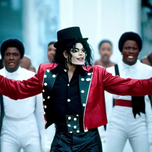 Image similar to michael jackson as king king, movie still, 8 k