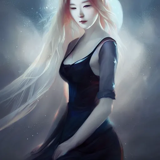 Image similar to Lee Jin-Eun by Charlie Bowater, rule of thirds, seductive look, beautiful,