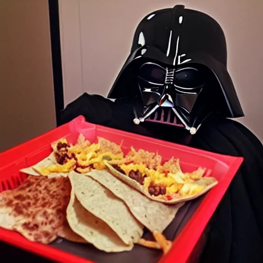 Prompt: darth vader eating taco bell