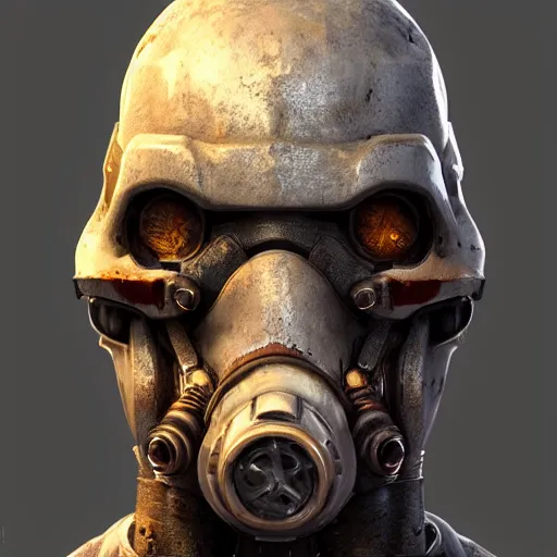 Image similar to fallout concept art supermutant face close up render grim realistic lighting unreal engine 5