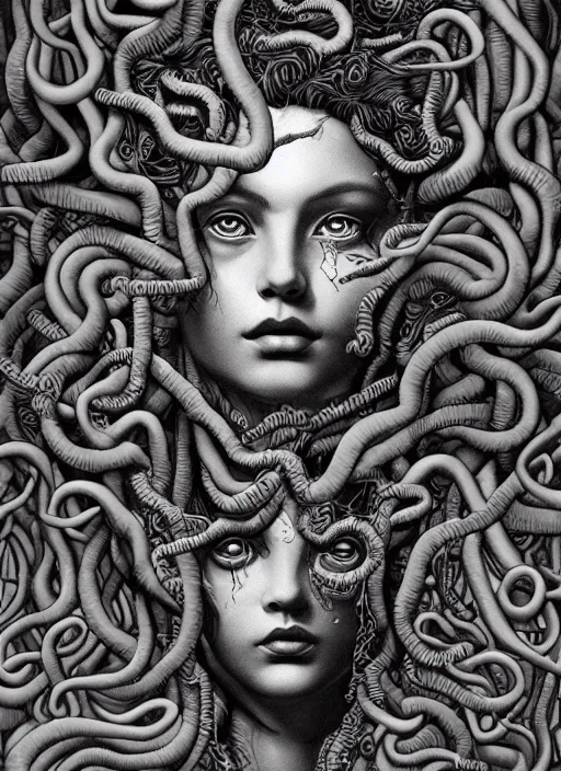 Image similar to Medusa goddess painting by Dan Hillier, trending on artstation, artstationHD, artstationHQ, 4k, 8k