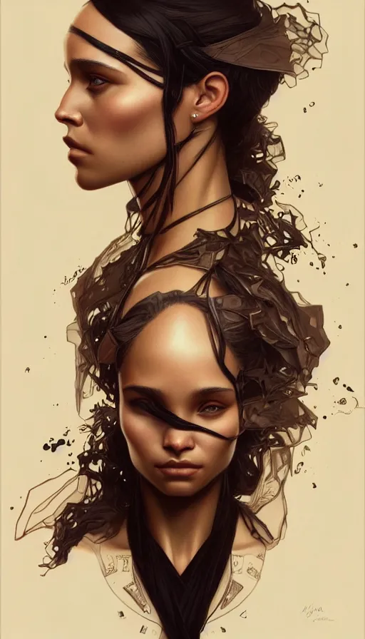 Prompt: symmetry!! zoe kravitz, machine parts embedded into face, intricate, elegant, highly detailed, digital painting, artstation, concept art, smooth, sharp focus, illustration, art by artgerm and greg rutkowski and alphonse mucha, 8 k