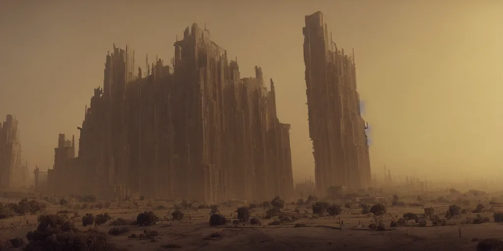 Prompt: tower!!!!!!!!, towers!!!!!!!!, babel, babylon, derelict, tall, ancient, atmospheric, beautiful, concept art, desert, civilisation, artstation, hazy, matte painting, highly detailed, volumetric lighting, rays, moody, golden hour, dawn, octane render, digital art, global illumination, city, burning