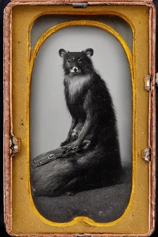 Prompt: daguerreotype of bad taxidermy