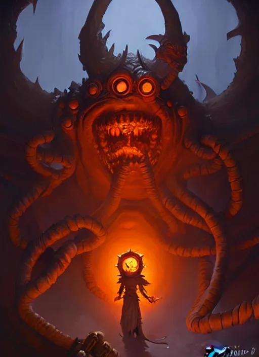 Prompt: beholder dnd, fantasy oil _ painting _ unreal _ 5 _ daz. _ rpg _ extremely _ detailed _ artgerm _ greg rutkowski