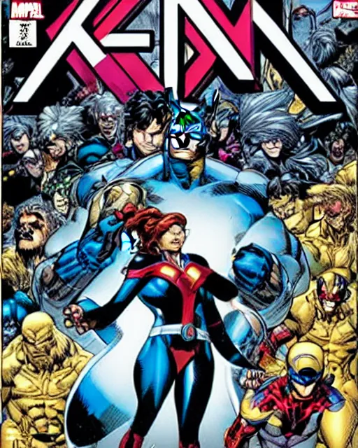 Image similar to x-men cover by jim lee, marvel comics