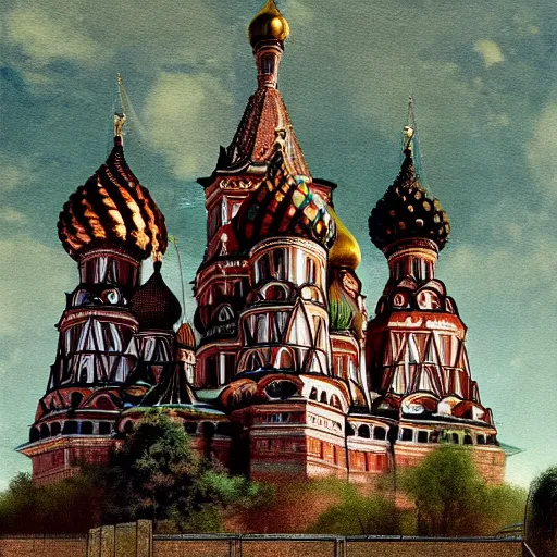 Prompt: kremlin in bosch style art