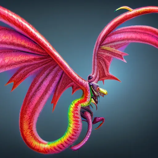 Image similar to multi color smoke with the outstretched ribbed wings of a fairytale dragon, billowy, 8 k, 4 k