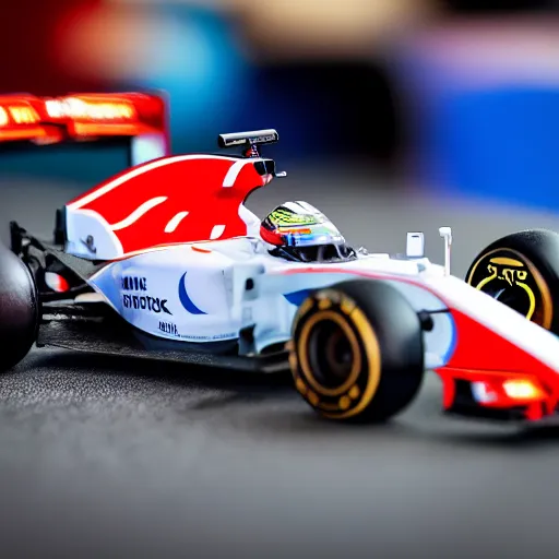 Image similar to photograph, formula 1, sf 9 0, hot wheels, macro, photorealism, bokeh, hd, 4 k