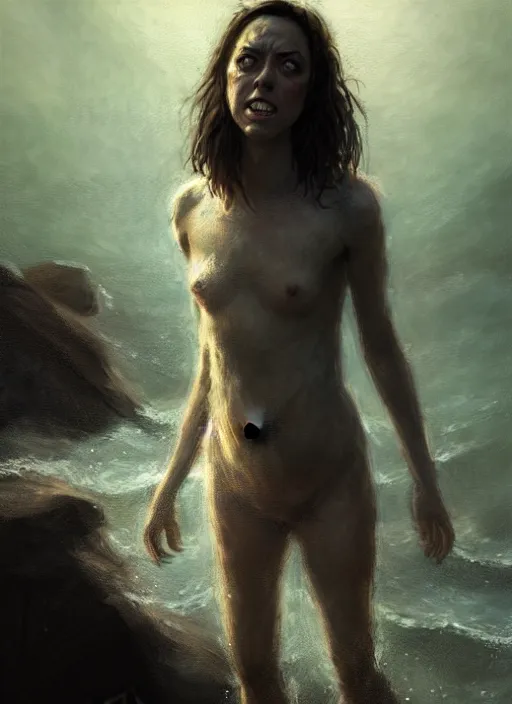 Image similar to aubrey plaza as a sea hag, concept art by james gurney and greg rutkowski, dramatic lighting, ultra hd, hdr, 8 k