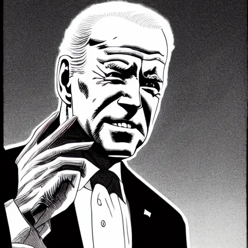 Image similar to Joe Biden looking sinister, by Tsutomu Nihei, highly detailed