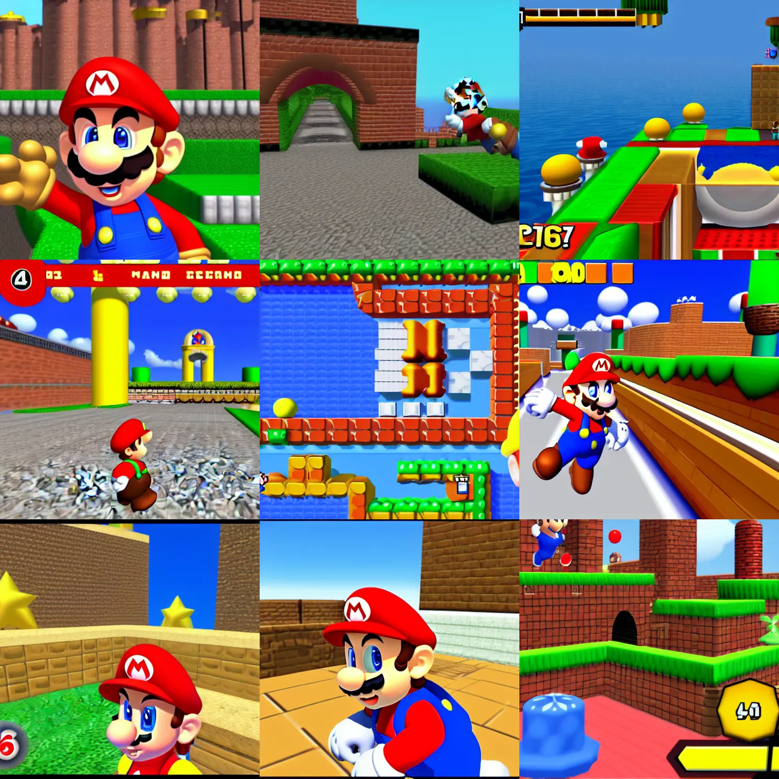 Prompt: super mario 64 gameplay, in-game screenshot