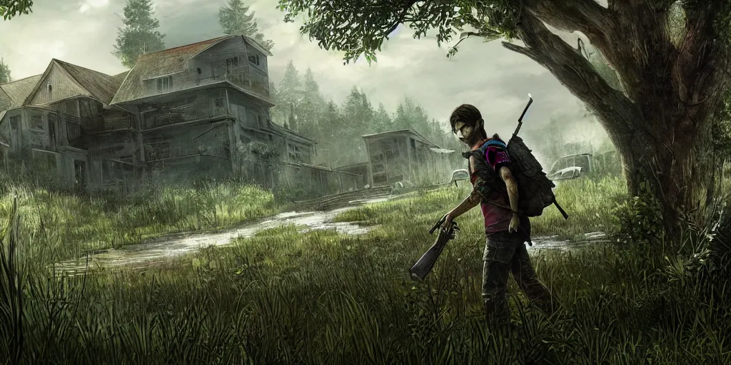 Image similar to landscape art in the style of The Last of Us Part 2, video game art, digital artwork