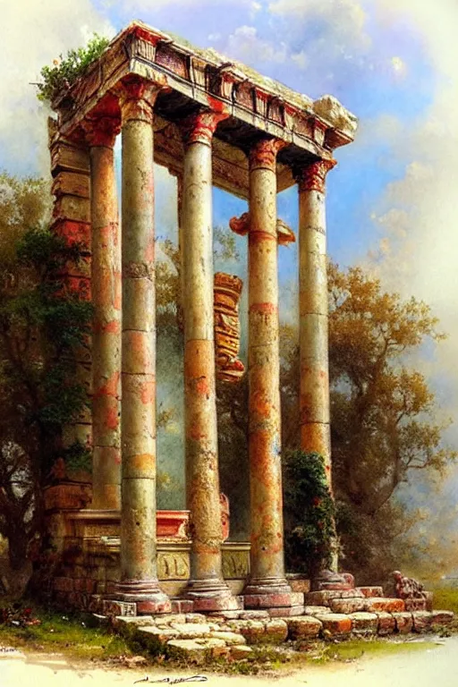 Image similar to ( ( ( ( ( roman temple. saturated colors ) ) ) ) ) by jean - baptiste monge!!!!!!!!!!!!!!!!!!!!!!!!!!!!!!
