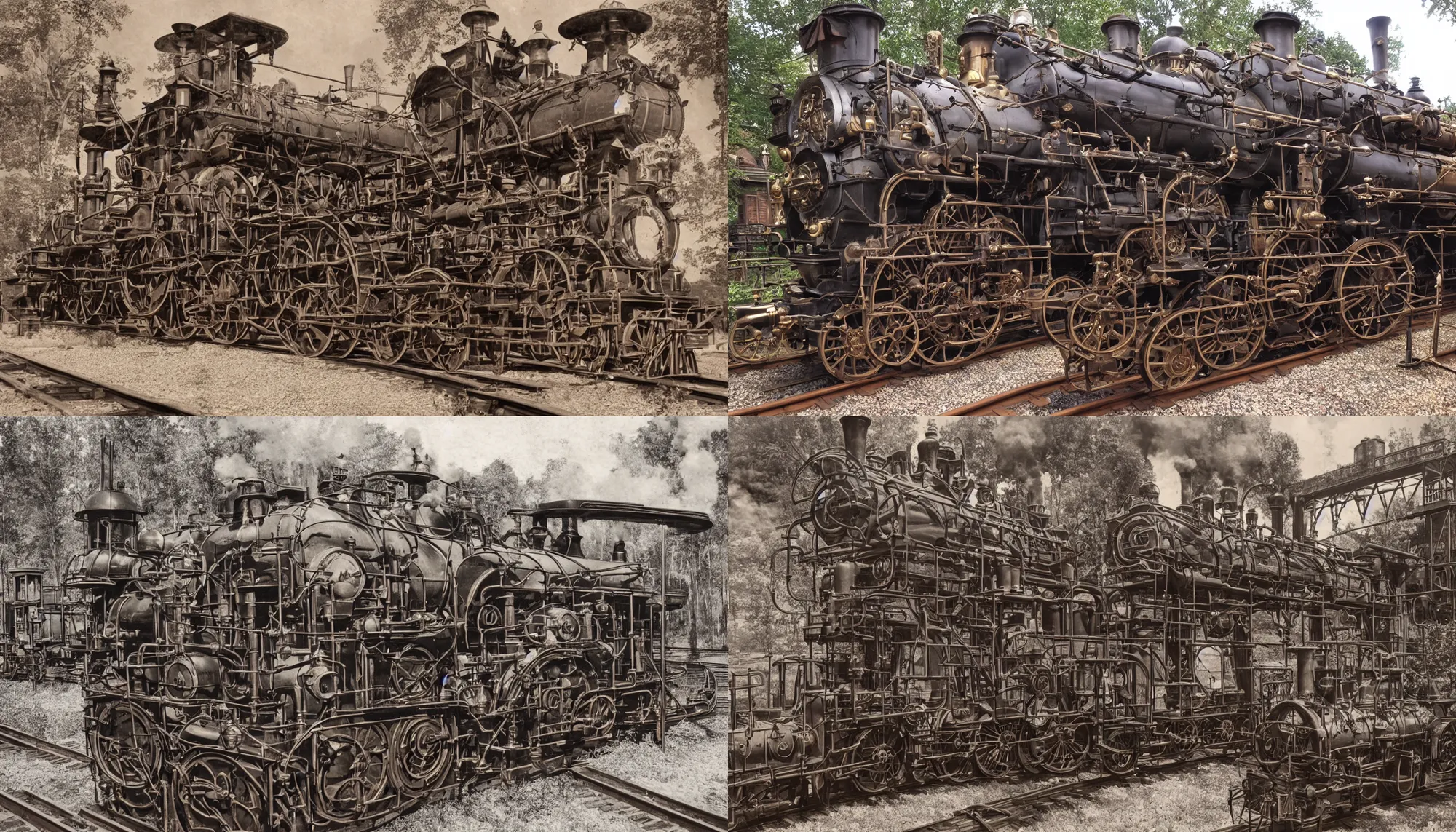 Prompt: steampunk railroad in the 1800's