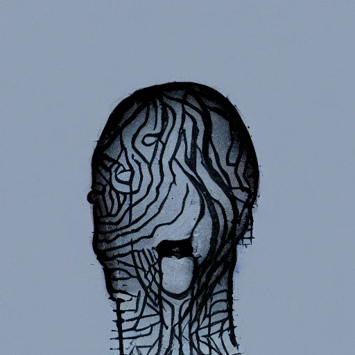 Prompt: a being created out of liminal space, minimalistic horror