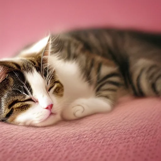 Image similar to cute cat sleeping, high quality, award winning, digital art