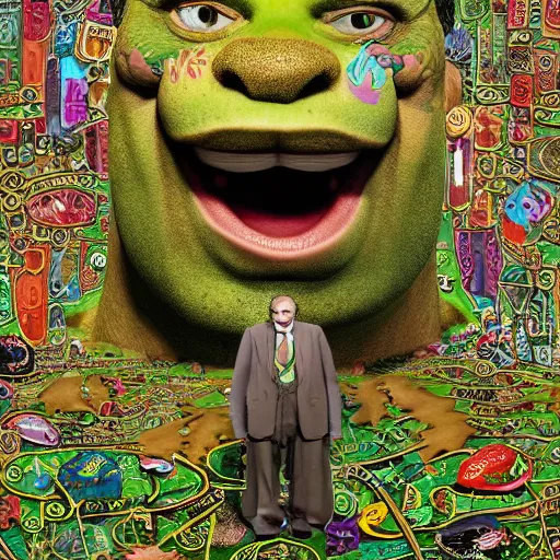 Prompt: very very very very highly detailed, epic, central composition, photo of Mr Bean as Shrek in the swamp, intricate, happy colors, extremely detailed, digital