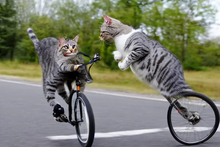 Image similar to cat flying on a bicycle