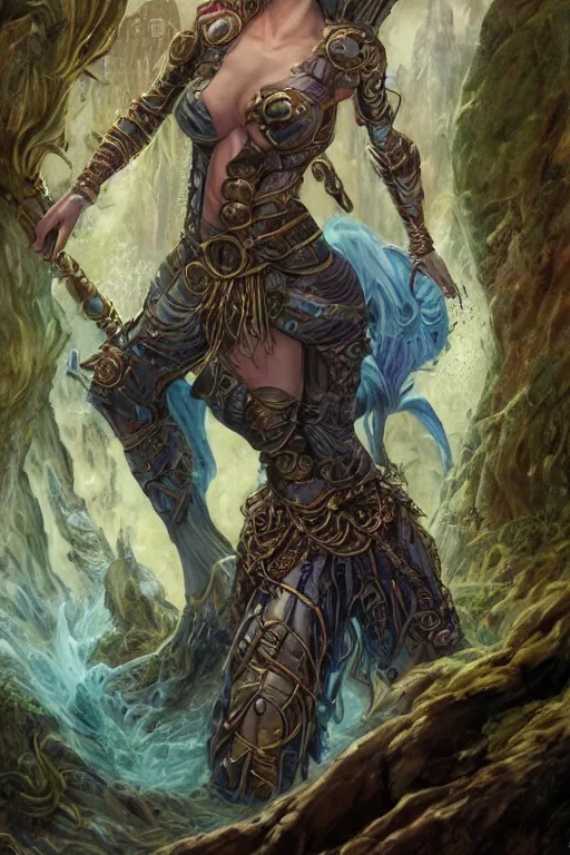 Prompt: A fantasy comic book style portrait painting of Ella Fanning as an Atlantean Reptilian Warrior, Mystical Valkyrie, unreal 5, DAZ, hyperrealistic, octane render, Regal, Refined, Detailed Digital Art, RPG portrait, Michael Cheval, Walt Disney (1937), François Boucher, Oil Painting, Steampunk, Josephine wall, dynamic lighting, Highly Detailed, Cinematic Lighting, Unreal Engine, 8k, HD