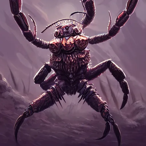 Image similar to Humanoid crabman druid, D&D, compound eyes, fantasy, intricate, elegant, highly detailed, digital painting, artstation, concept art, smooth, sharp focus, RPG rulebook illustration, art by Tyler Jacobson