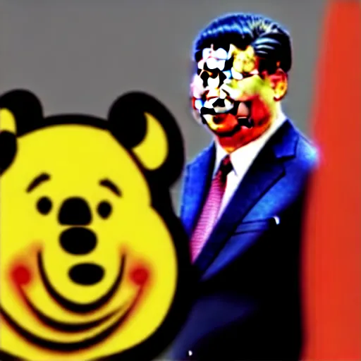 Image similar to Xi Jinping with the face of Winnie the Pooh, cartoon, caricature