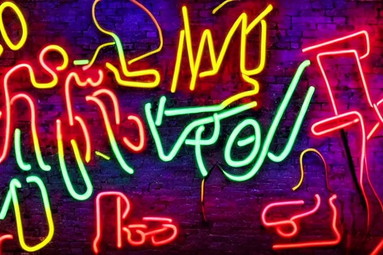 Prompt: neon graffiti by caravaggio