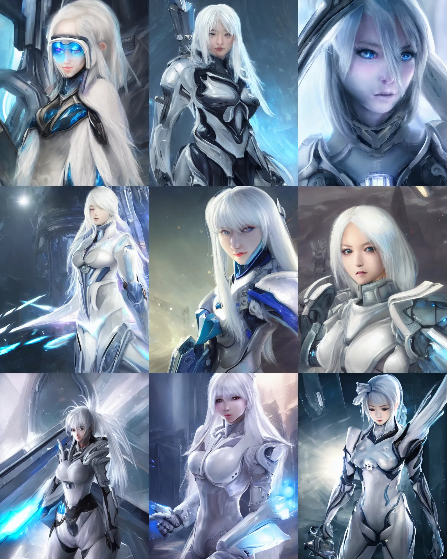Prompt: perfect white haired girl, warframe armor, beautiful, dreamy, pretty face, sun yunjoo, blue eyes, portrait, bright light, scifi, utopian architecture in the background, laboratory, 4 k, high definition, ultra realistic, aura of light, cinematic, extreme details, focused, masterpiece, art by akihito tsukushi, akasuki brightmind