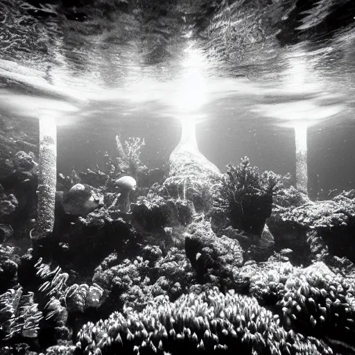 Image similar to bioluminiscence, award winning black and white photography