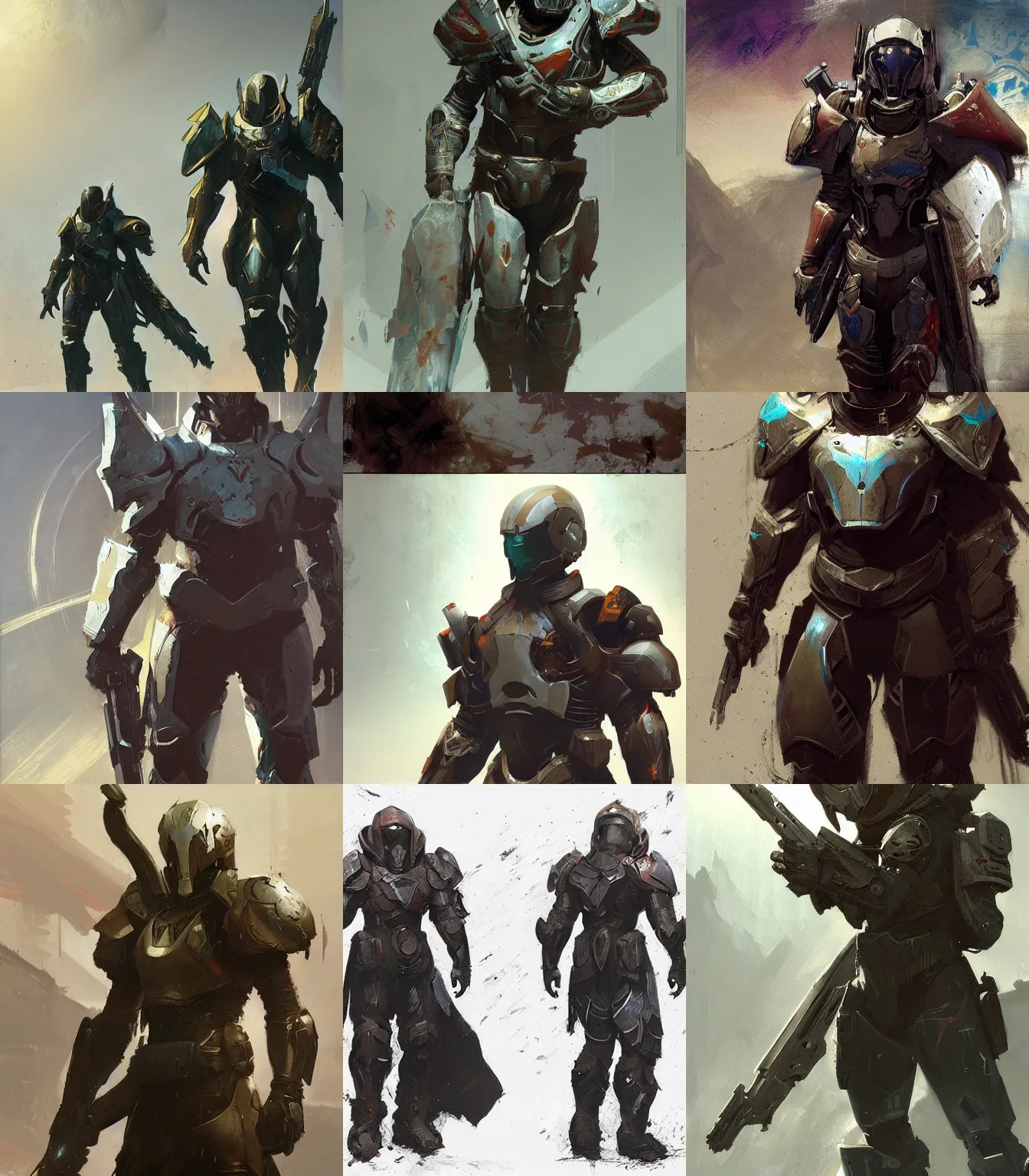 Prompt: Destiny video game armor concept art, muted colors, intricate painting, by Craig Mullins, artstation, hyper detailed, cinematic