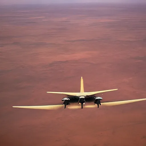 Image similar to b 5 2 bomber dropping bananas, aerial photography