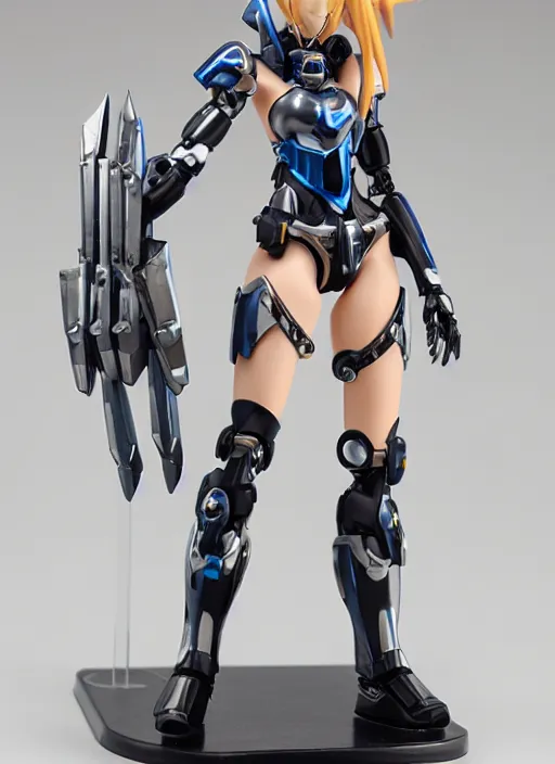 Image similar to Girl in mecha cyber Armor, portrait of the action figure of a girl, with bare legs，in the style of Kotobukiya ，anime figure