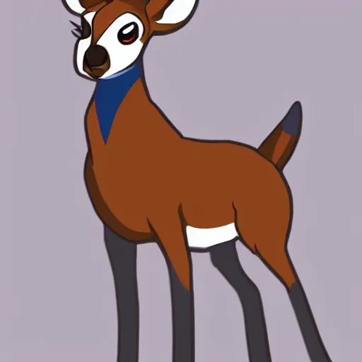 Prompt: white-tailed deer wearing a blue hoodie, trending on FurAffinity