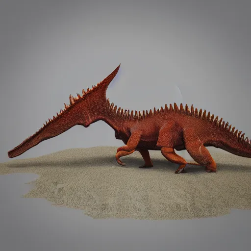 Prompt: photography, 3 d render, a cellphone dinosaur, sand