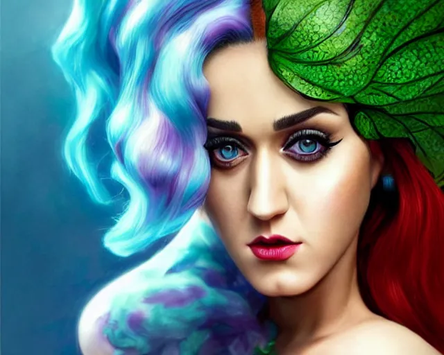 Image similar to hyper - realistic digital art, katy perry as a poison ivy, intense fan art, perfectly detailed, perfect human figure, comic book cover art, sharp, smooth, ultra fine detail, art by artgerm, wlop, rutkowski