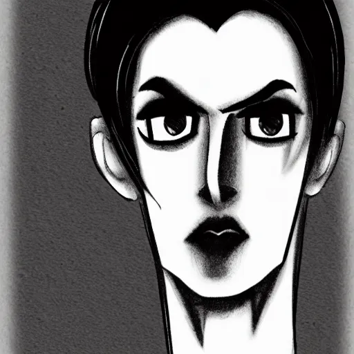 Image similar to young man portrait, black hair, skinny, corpse bride art style