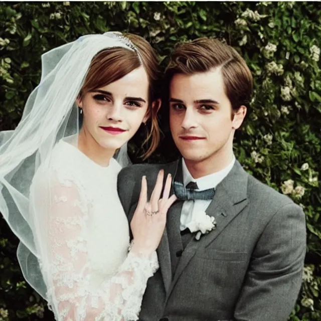 Image similar to emma watson instagram couple's wedding photo shoot, closeup photo