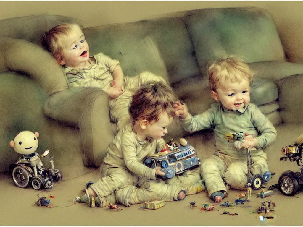 Image similar to toddler ( ( ( ( ( 1 9 5 0 retro future living room. muted colors. toys laying around ) ) ) ) ) by jean baptiste monge, chrome green